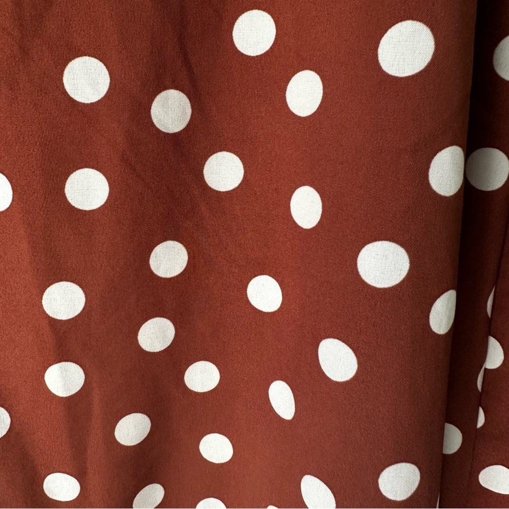 Brown White Polka Dot Sleeveless Ruffle Tier Flowy Lightweight Dress sz S‎ - Picture 5 of 11